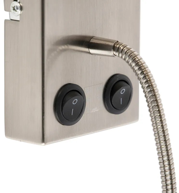 LED Candeeiro de parede moderno em aço com abajur em algodão cinzento - Stacca Moderno