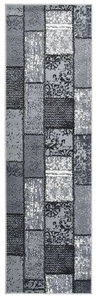 vidaXL Passadeira c/ padrão de blocos 100x450cm polipropileno cinzento