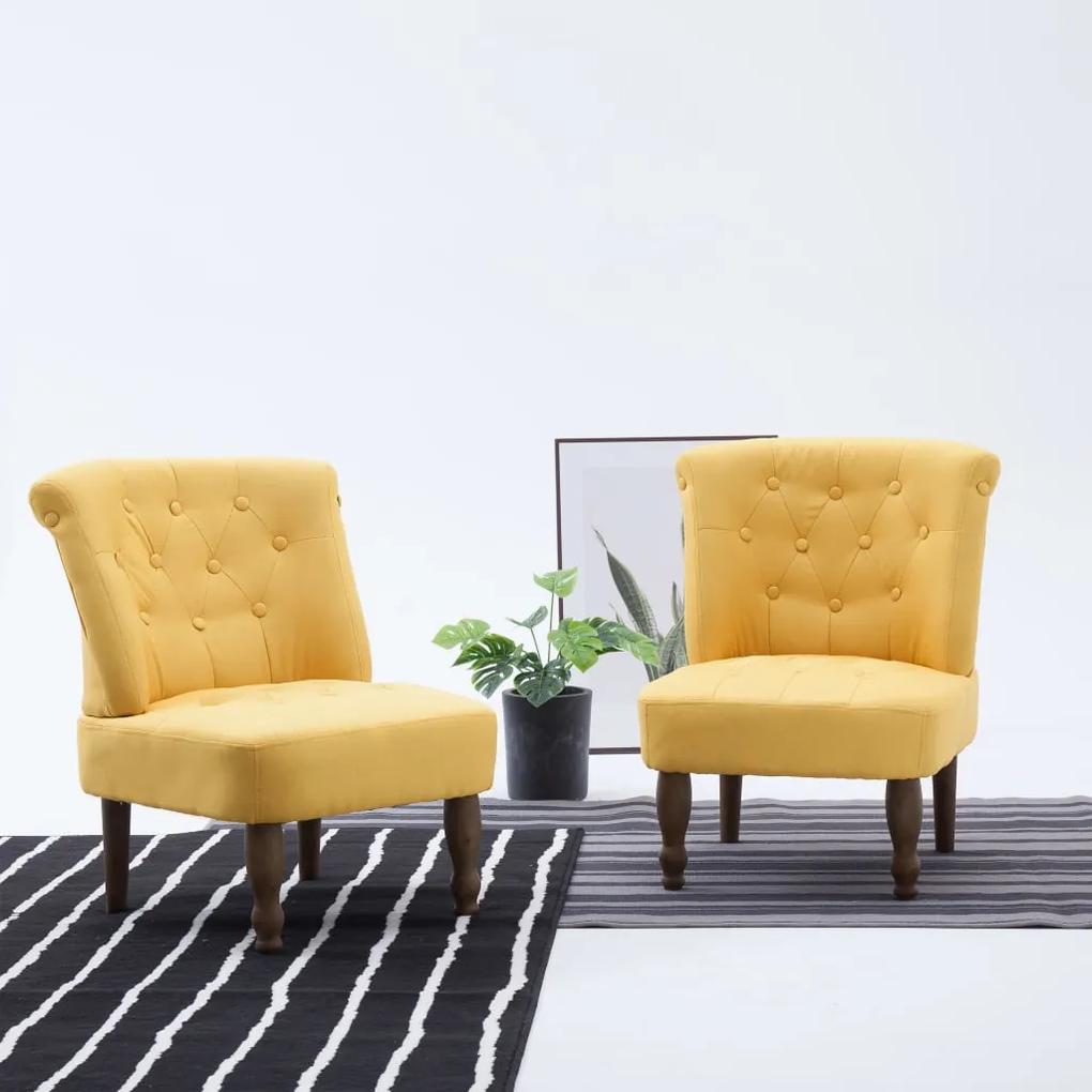 282136 vidaXL Cadeiras francesas 2 pcs tecido amarelo