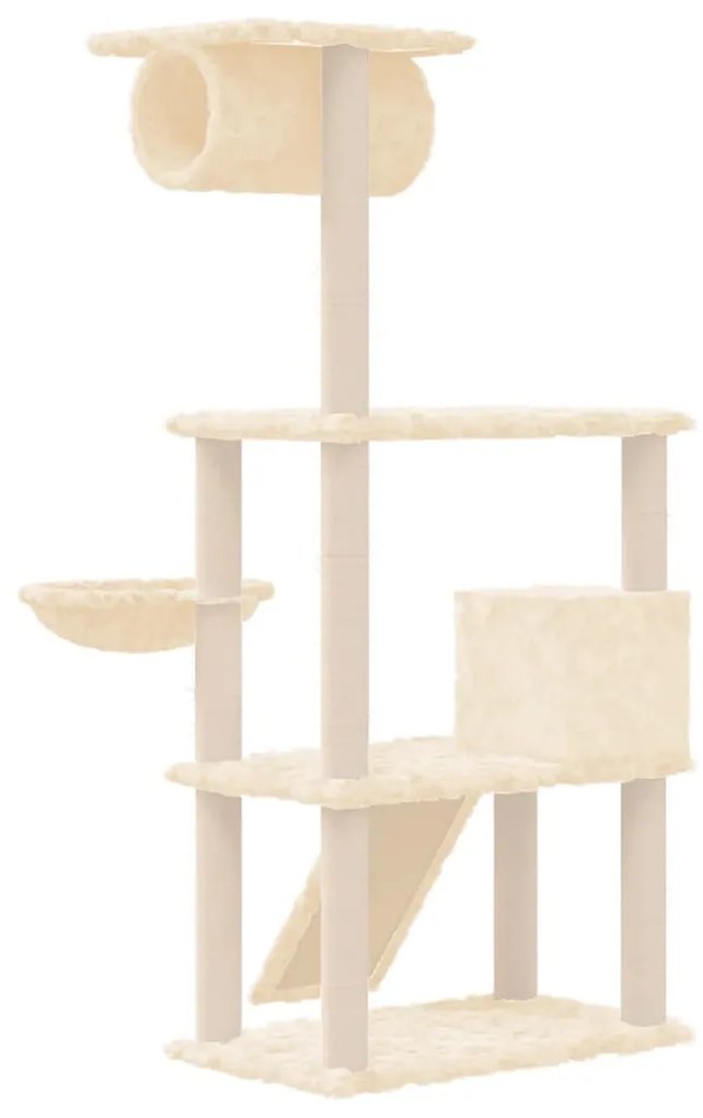 Árvore p/ gatos c/ postes arranhadores sisal 131 cm cor creme