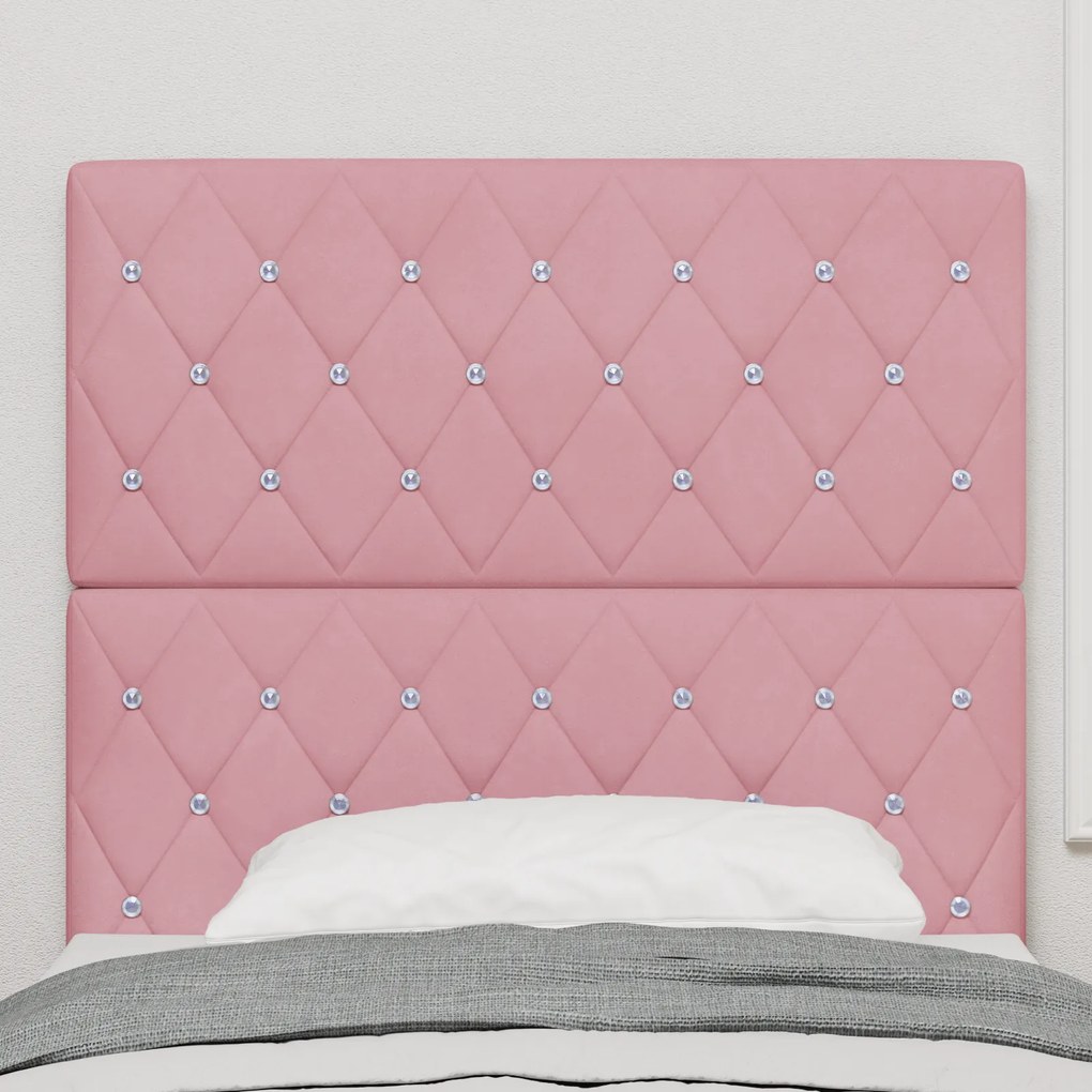 Cabeceira vidaXL com Botão de Cristal Tufted Rosa 90 cm de Veludo, Cab