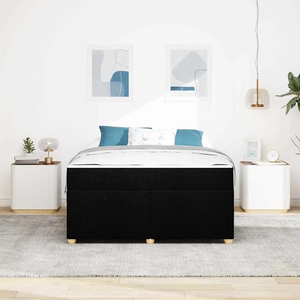 Estrutura de cama com colchão Outros Preto 160 x 200 cm tecido