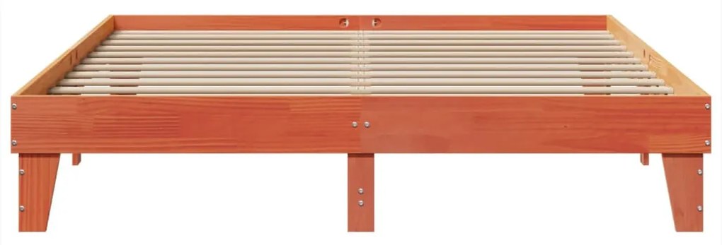 Cama sem colchão 200x200 cm pinho maciço castanho-mel