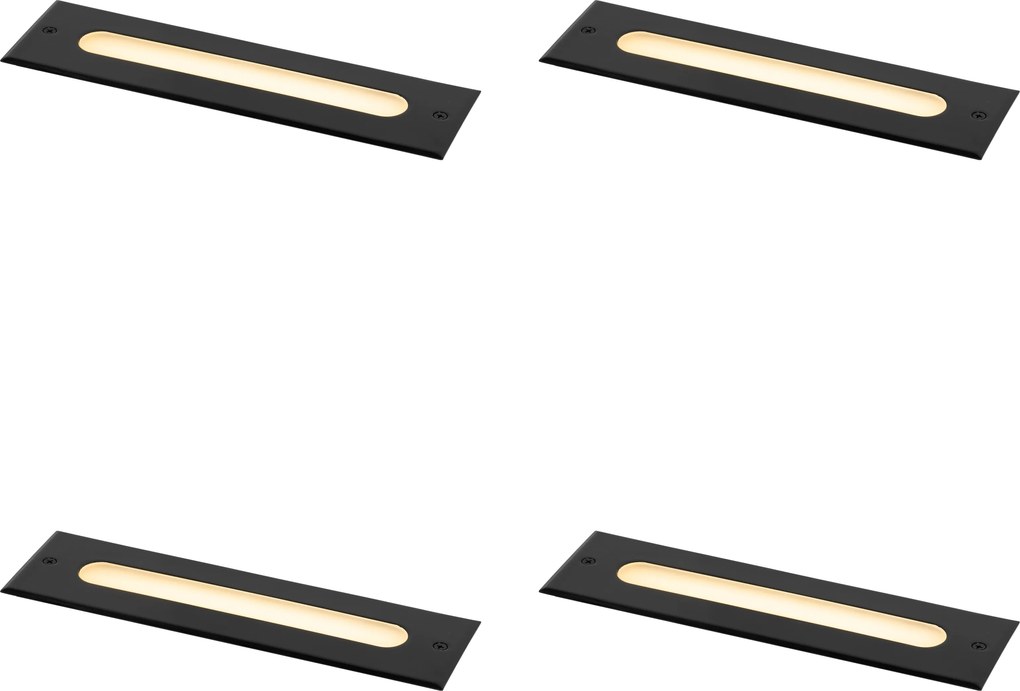 Conjunto de 4 focos de chão modernos pretos 30 cm incl. LED IP65 - Eline