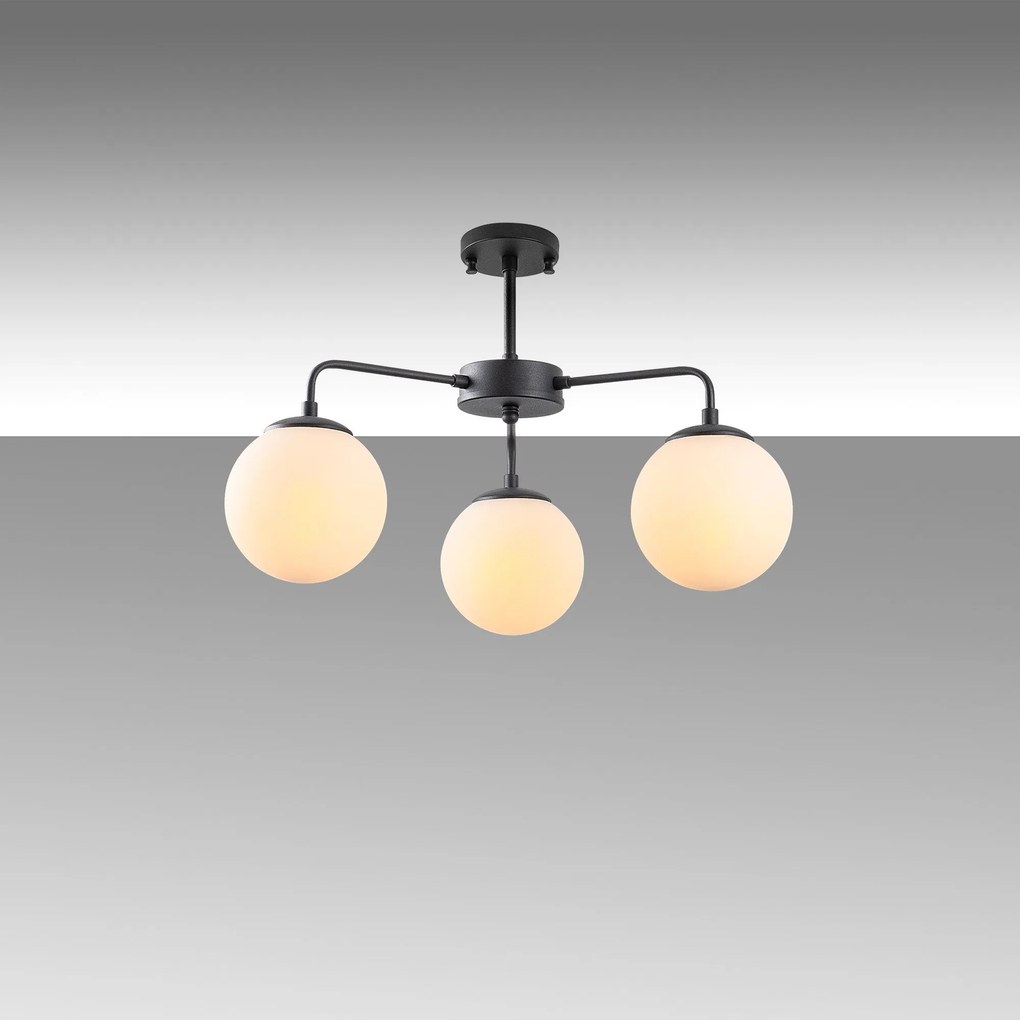 Candeeiro de Teto Viran – Preto e Creme – 56 x 56 x 43 cm