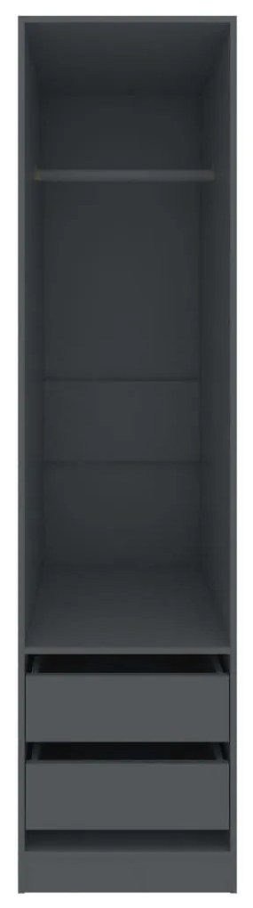 Roupeiro com gavetas 50x50x200 cm contraplacado cinzento