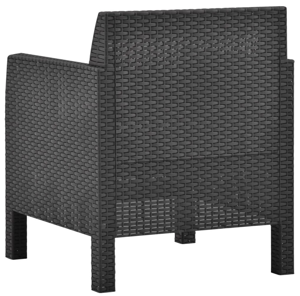 Cadeiras de jardim com almofadões 2 pcs vime PP antracite