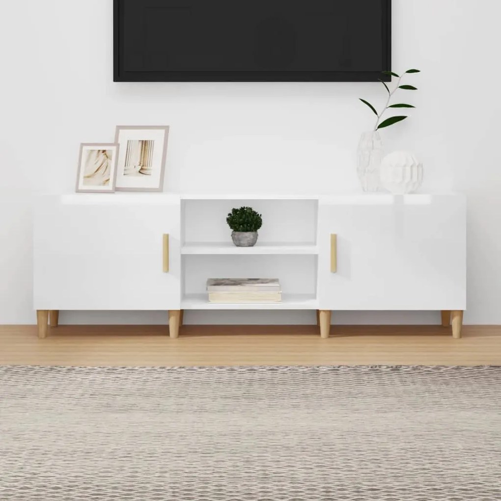 vidaXL Móvel para TV 150x30x50 cm madeira processada branco brilhante