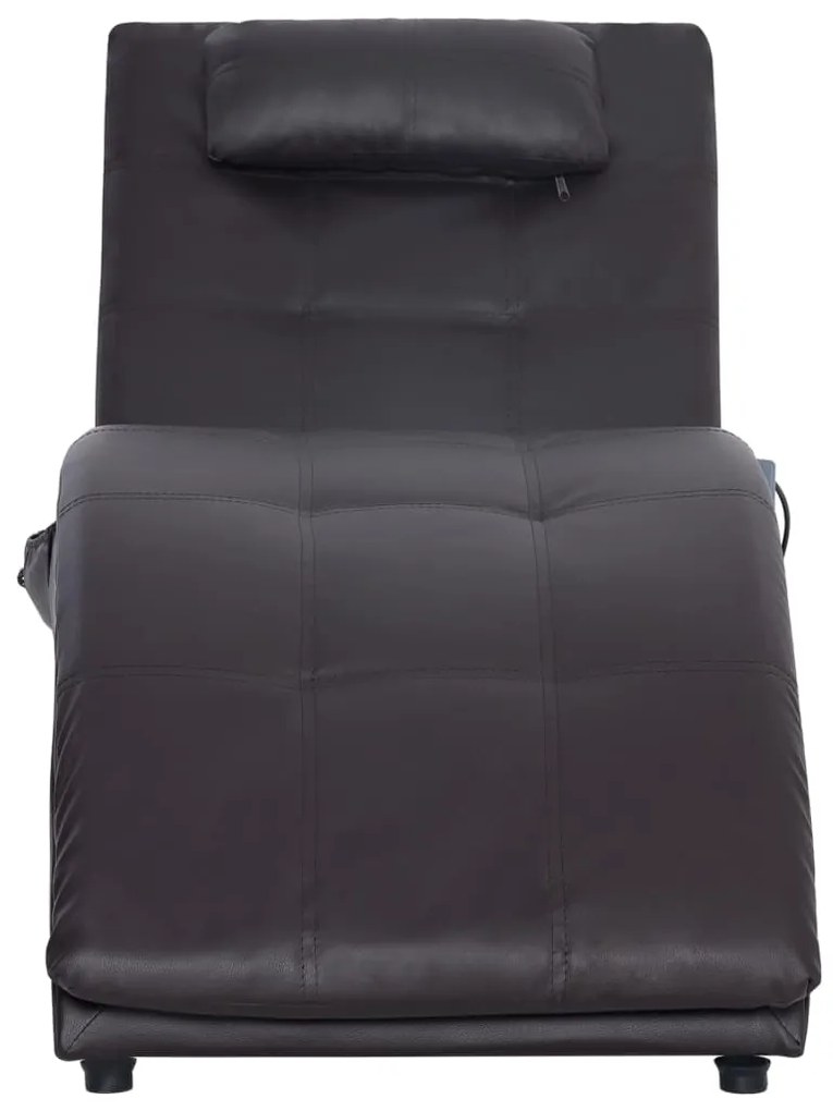 Chaise longue de massagem c/ almofada couro artificial castanho