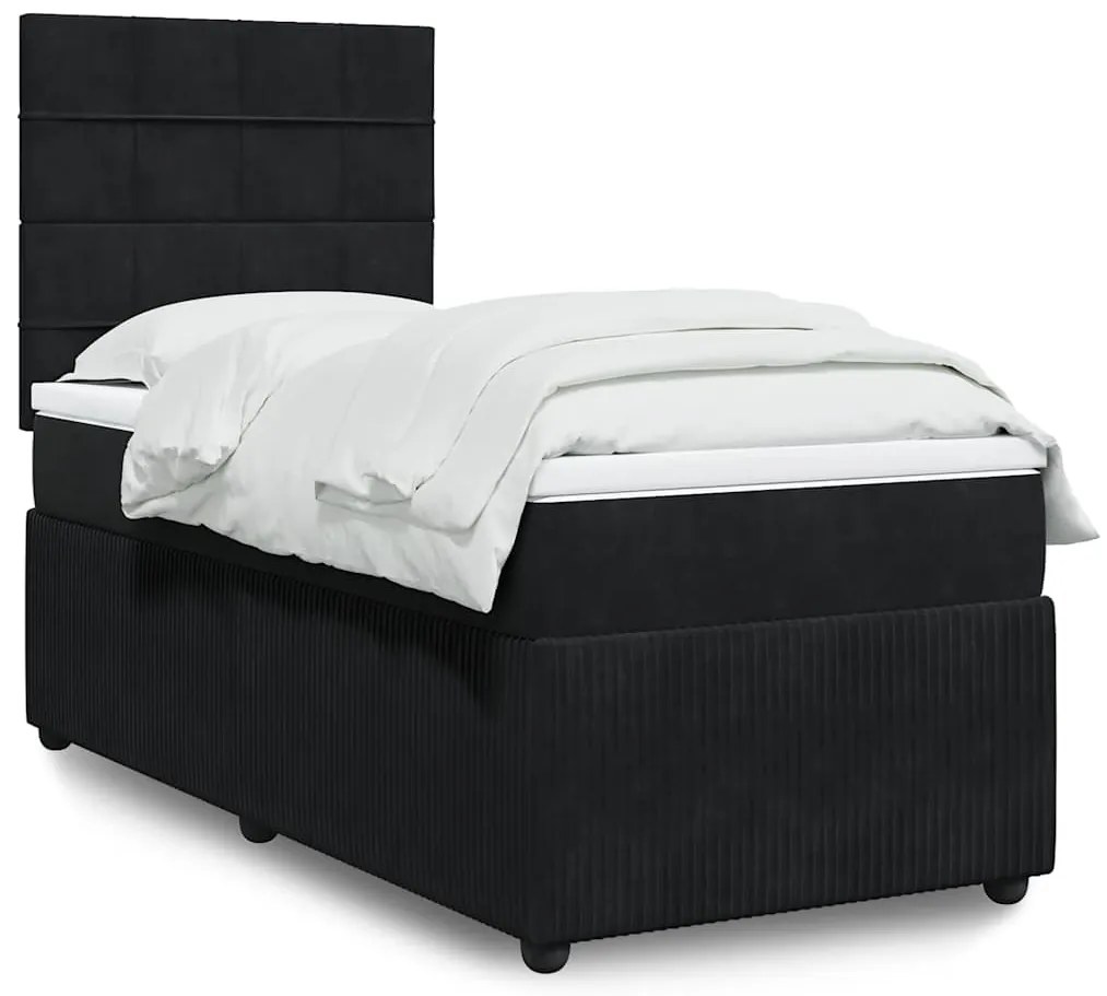 vidaXL Cama com molas/colchão 80x200 cm veludo preto