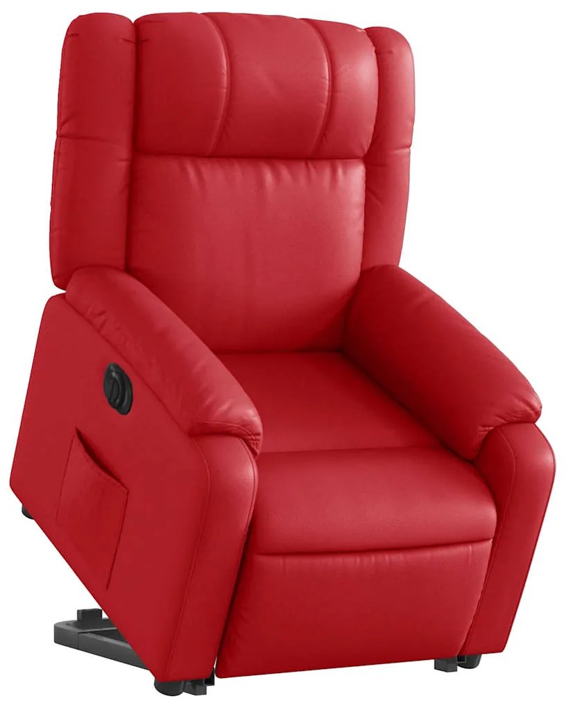 Poltrona reclinável elevatória elétrica couro artif. vermelho