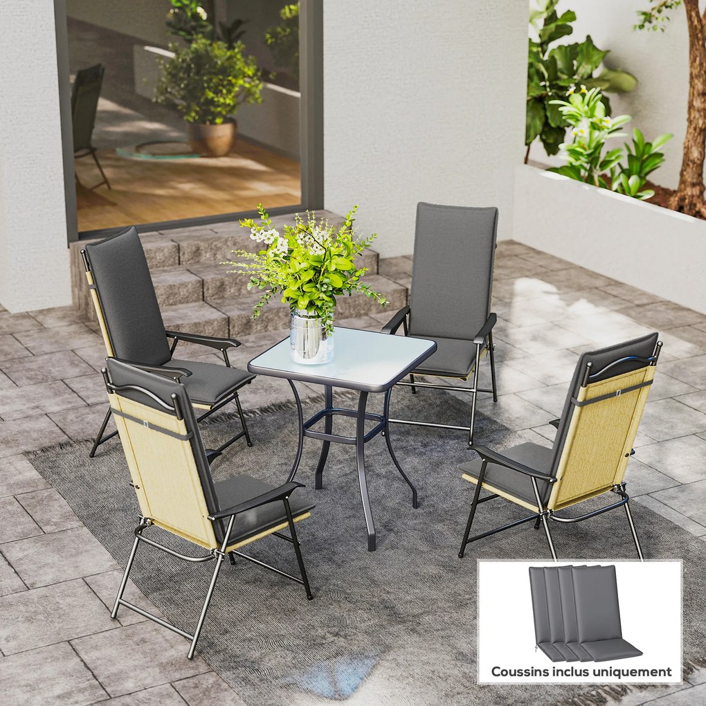Conjunto de 4 almofadas para cadeiras de exterior (NÃO INCLUIDAS) com presilhas e faixa ajustável, resistentes ao desbotamento, UPF50+, 124 x 50 x 5 c