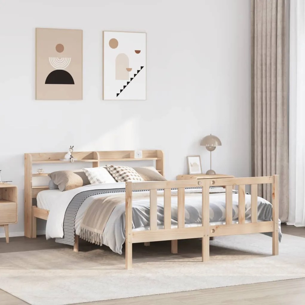 Estrutura cama c/ cabeceira 135x190 cm pinho maciço