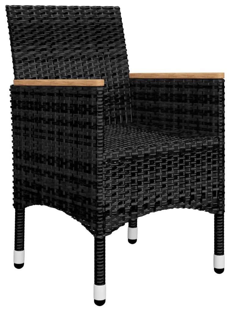 9 pcs conjunto de jantar para jardim com almofadões preto