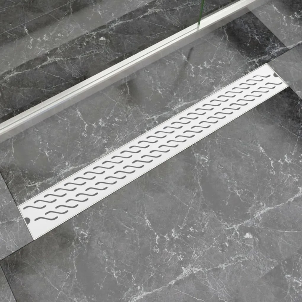 vidaXL Dreno de chuveiro linear onda 930x140 mm aço inoxidável