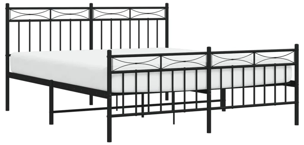 Estrutura de cama com cabeceira e pés 160x200 cm metal preto