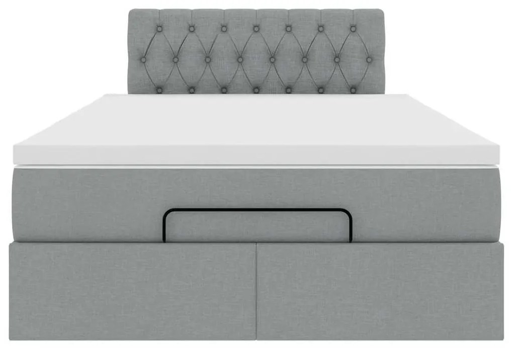 Cama otomana com colchão 120x190 cm tecido cinzento claro