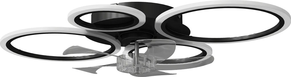 HOMCOM Ventilador de teto com luz e controle remoto, Ventilador de teto LED 77 cm com 3 cores de luz, 6 velocidades, temporizador | Aosom Portugal