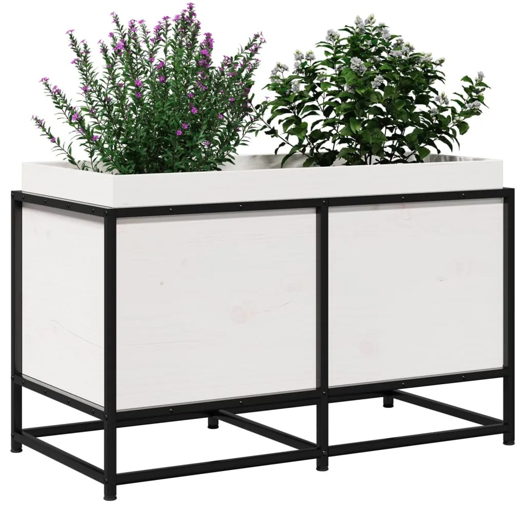 Vaso/floreira de jardim 80x40x50 cm madeira pinho maciça branco
