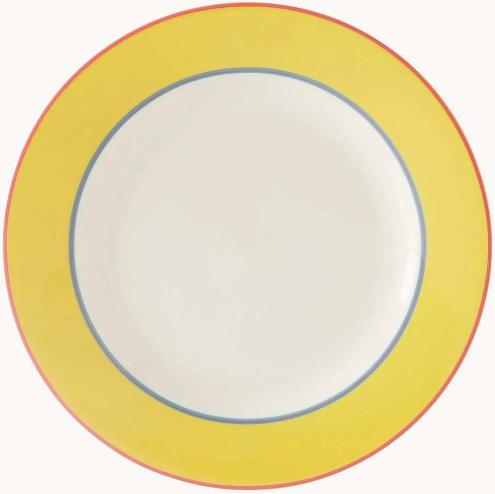 Pratos de pequeno-almoço em porcelana fina Calypso Yellow Side, conjunto de 4