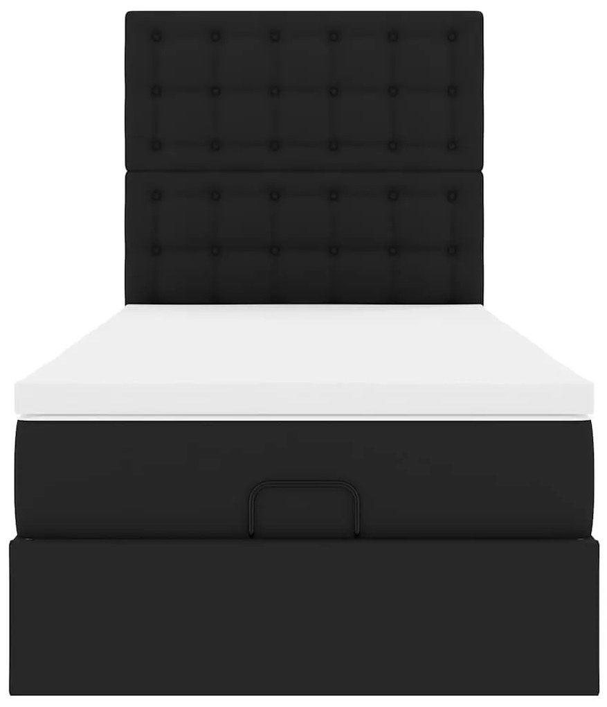 Estrutura de cama otomana com colchão 100x200 cm preta