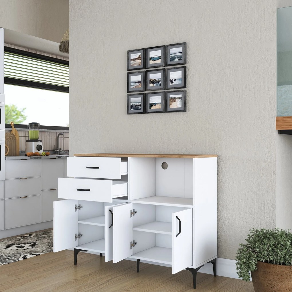 Armário Multiusos JE166 – Branco Nogal – 120x98,6x40 cm