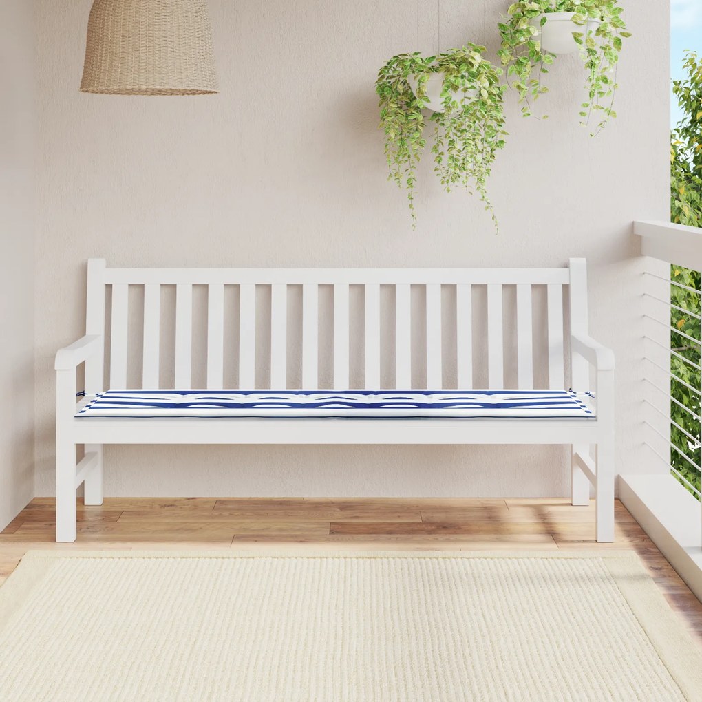 vidaXL Almofada exterior listras azuis &amp; brancas 180x50x4 cm tecido Oxford