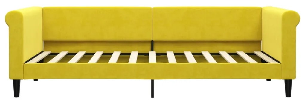 Sofá-cama com gavetão e gavetas 90x200 cm veludo amarelo