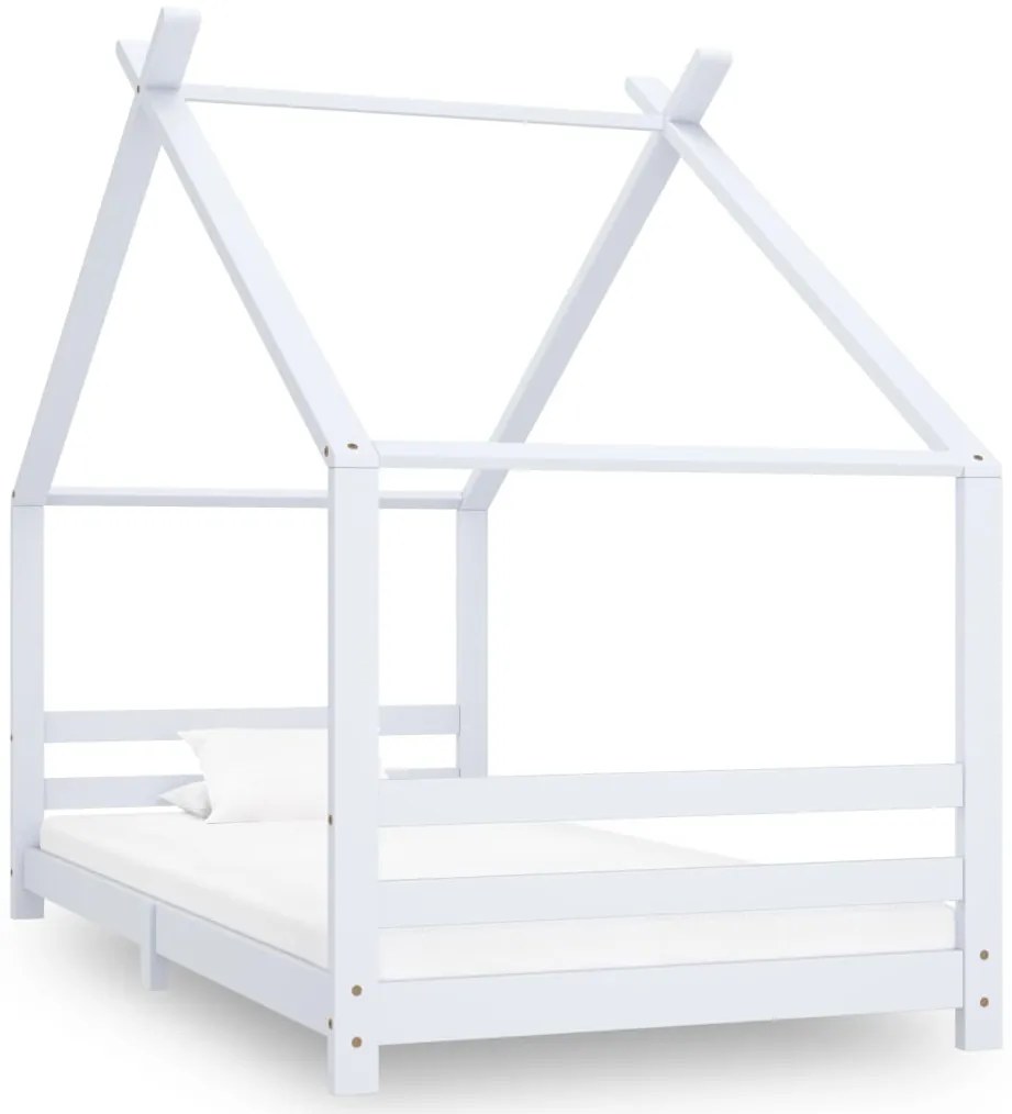 Estrutura de cama para crianças 90x200 cm pinho maciço branco