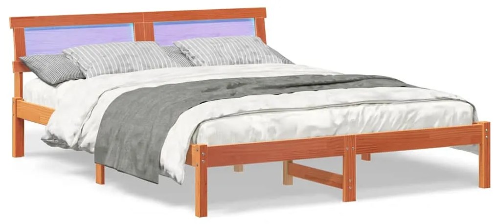 Estrutura da Cama Castanho-mel 140 x 200 cm Madeira de Pinheiro