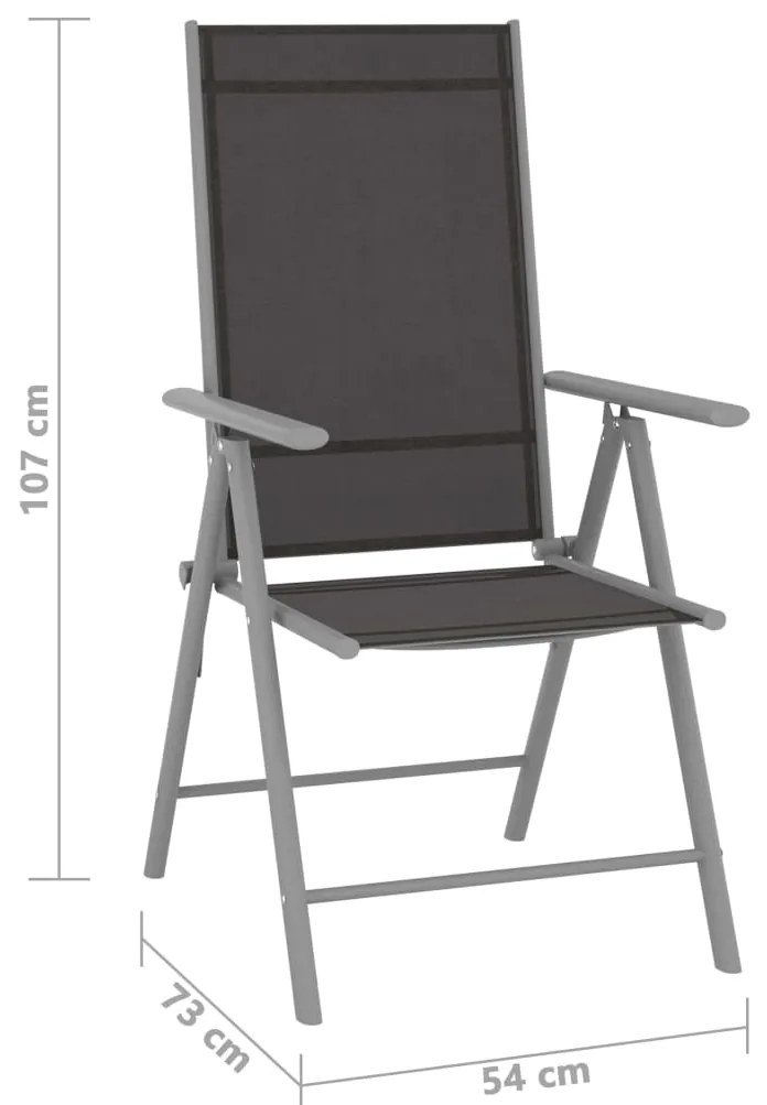Cadeiras de jardim dobráveis 2 pcs textilene preto