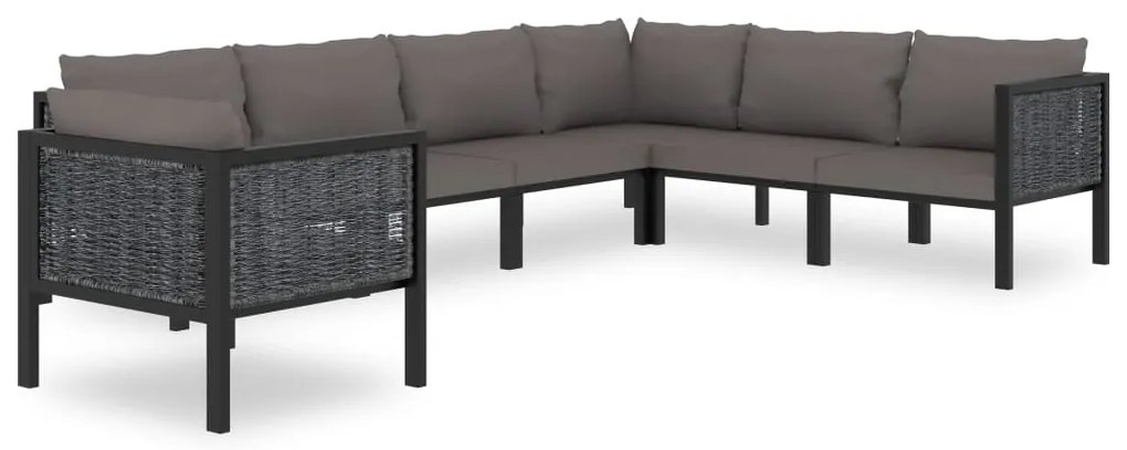 vidaXL 7 pcs conjunto lounge de jardim c/ almofadões vime PE antracite