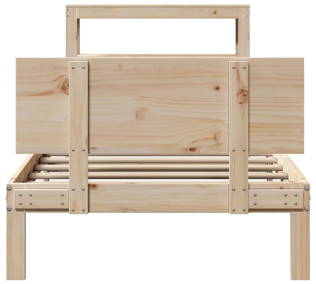 Estrutura de cama com cabeceira 75x190 cm pinho maciço