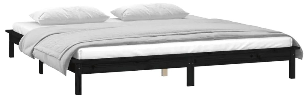 Estrutura de cama com LEDs 200x200 cm madeira maciça preto
