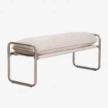 Banco 110 Cm Estofado Matilda Bouclé Cores Naturais - Sklum