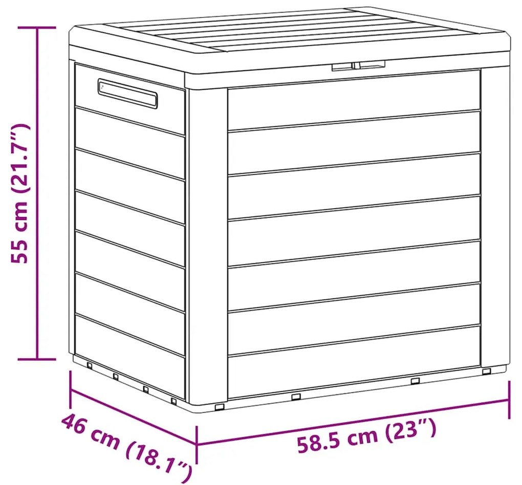 Caixa arrumação p/ jardim 58,5x46x55 cm polipropileno castanho
