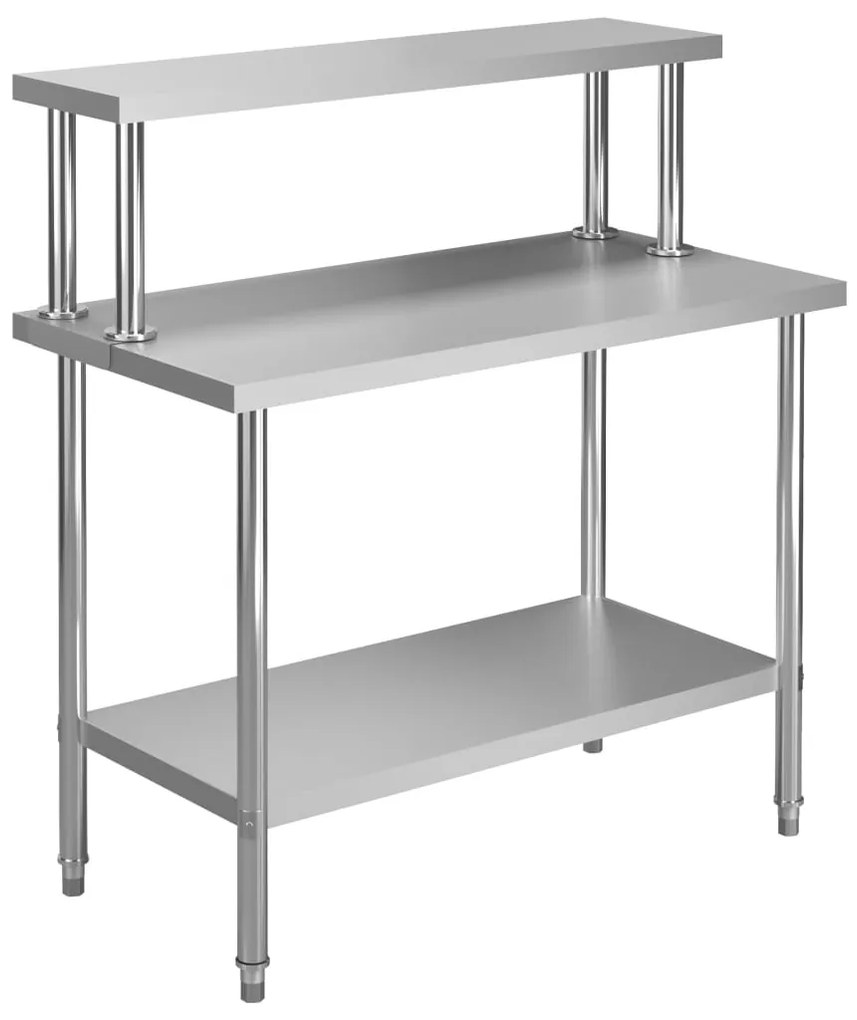 3054468 vidaXL Mesa trabalho cozinha c/ prateleira 120x60x120cm aço inoxidável