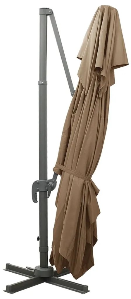 Guarda-sol de jardim cantilever toldo duplo cinza-acastanhado