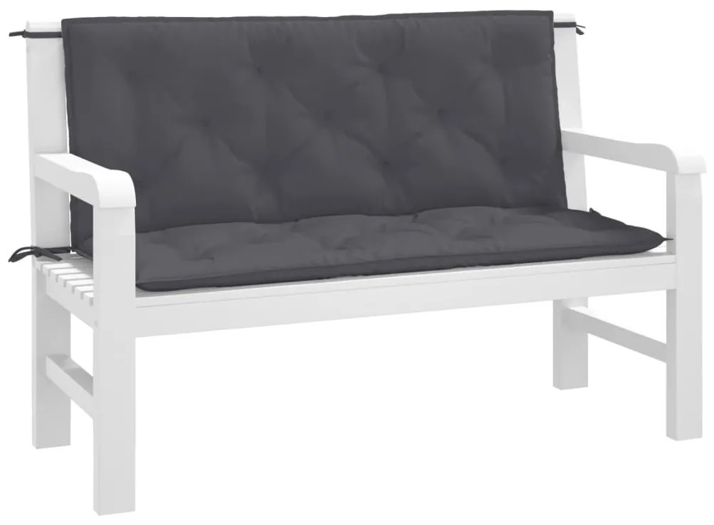 Almofadões banco jardim 2pcs 120x50x7cm tecido oxford antracite