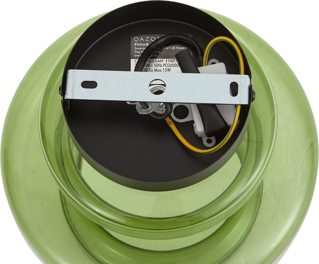 Plafon de teto retro preto com vidro verde - Denise
