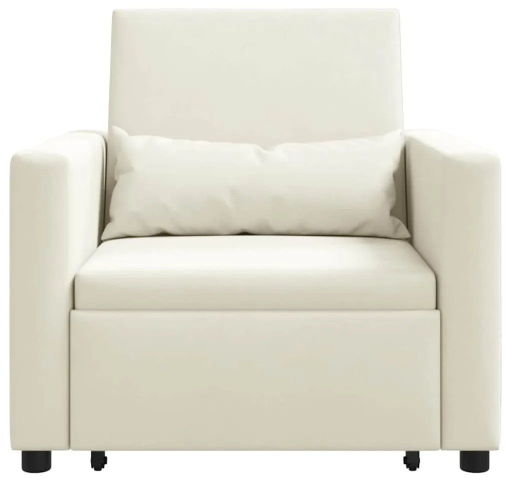 Sofá-Cama Conversível Creme em Veludo 3 em 1