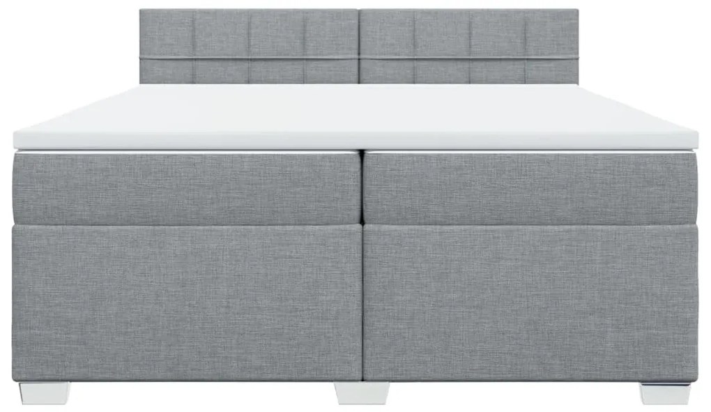 Cama com molas/colchão 200x200 cm tecido cinza-claro