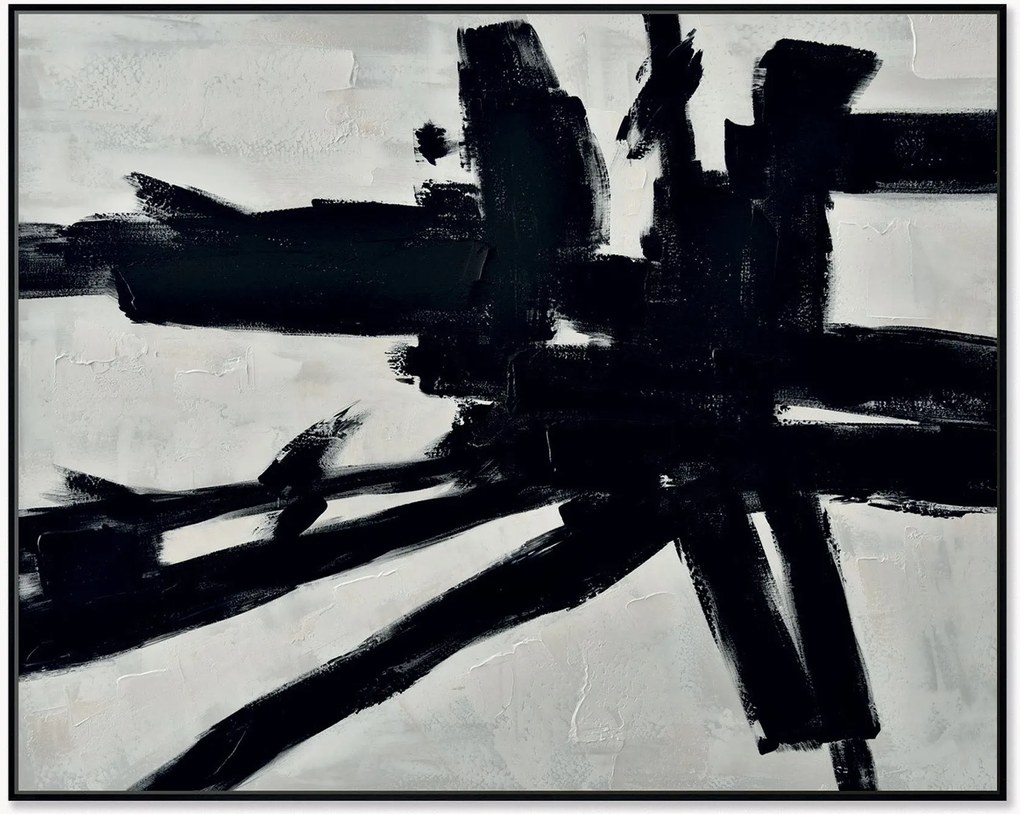 Quadro em tela pintado à mão com moldura em madeira Omaggio A Kline