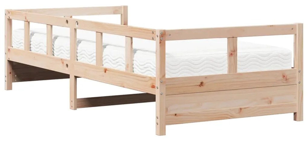 Sofá-cama com colchão 90x200 cm madeira de pinho maciça