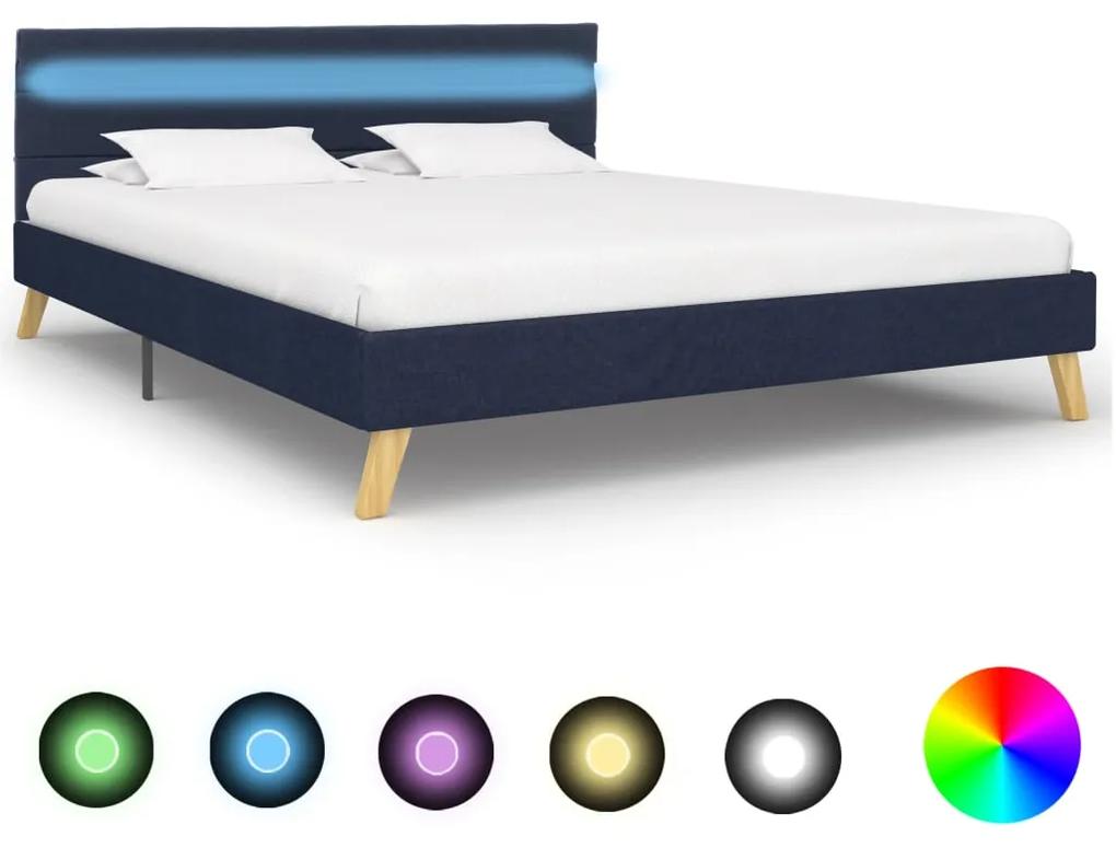 284855 vidaXL Estrutura de cama com LED 140x200 cm tecido azul