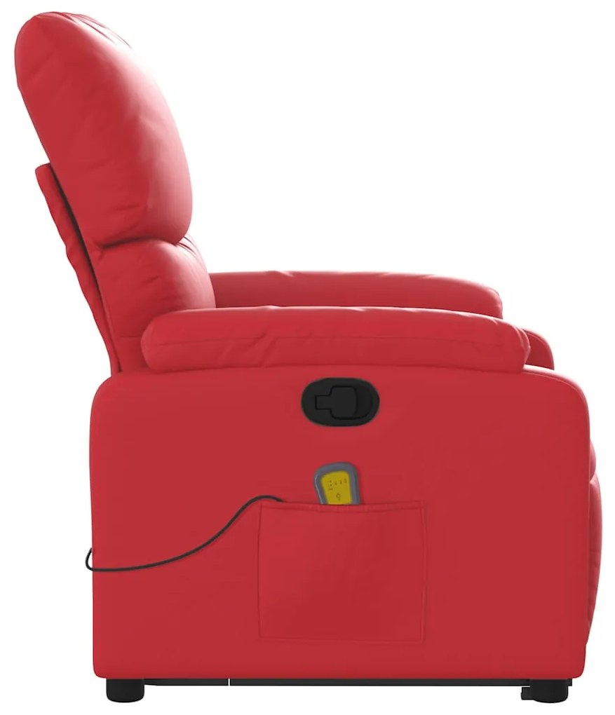 Poltrona massagens reclinável elevatória couro artif. vermelho