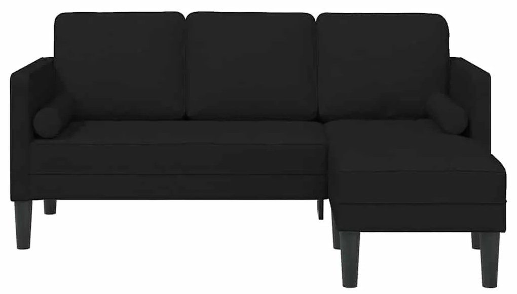 Sofá L de 3 lugares vidaXL Preto 160 cm Tecido