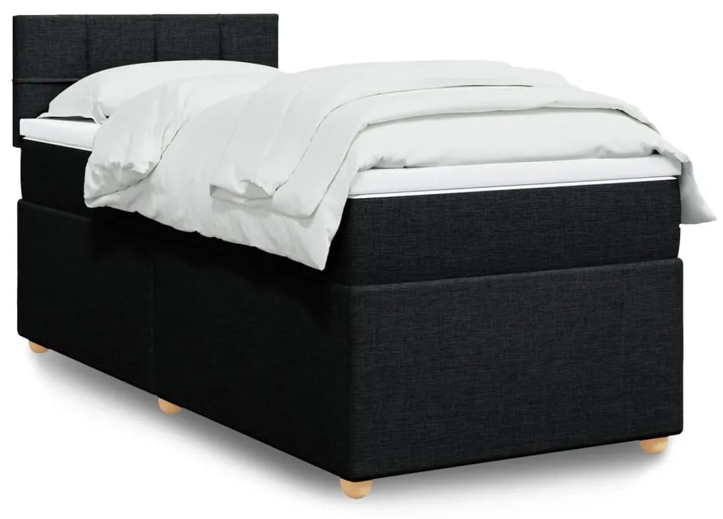 vidaXL Cama com molas/colchão 90x190 cm tecido preto