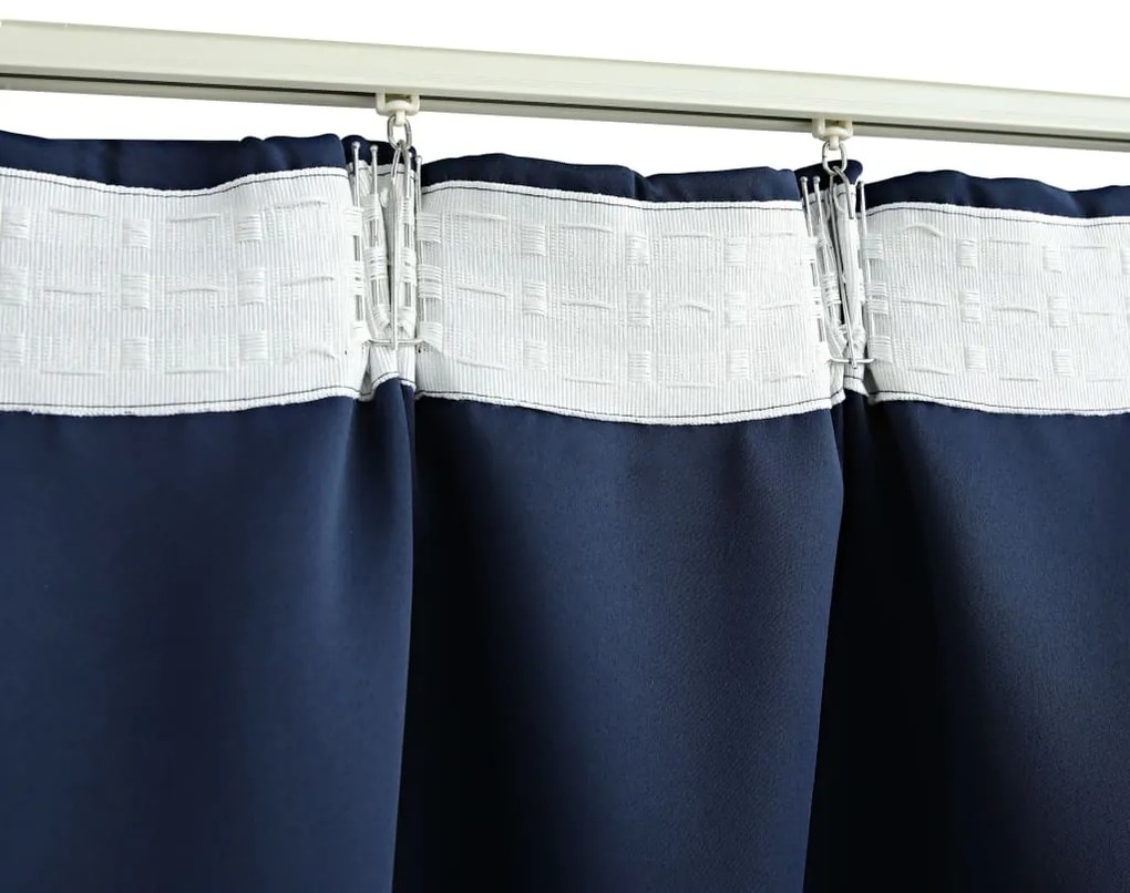 Cortinas blackout com ganchos 2 pcs 140x175 cm azul