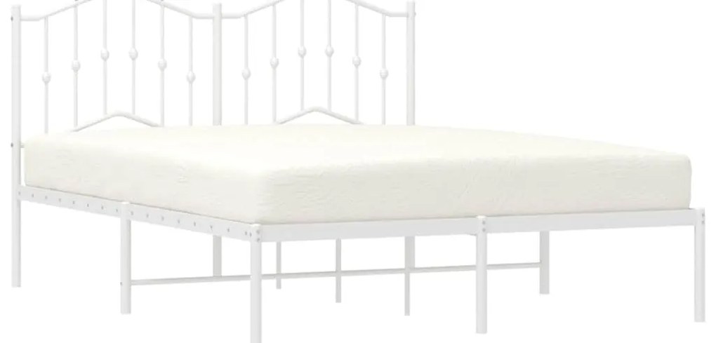 Estrutura de cama com cabeceira 150x200 cm metal branco
